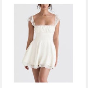Lace cap sleeves empire waist mini birthday dress